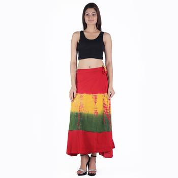 Multicolor Tie Dye Cotton Wrap Skirt 4