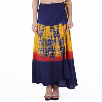 Multicolor Tie Dye Cotton Wrap Skirt 1