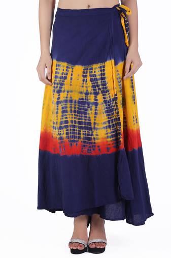 Multicolor Tie Dye Cotton Wrap Skirt