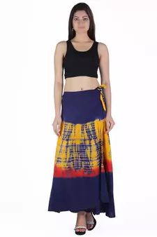 Multicolor Tie Dye Cotton Wrap Skirt