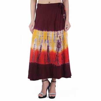 Multicolor Tie Dye Cotton Wrap Skirt 1