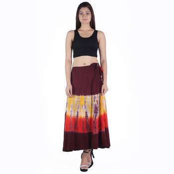 Multicolor Tie Dye Cotton Wrap Skirt 4