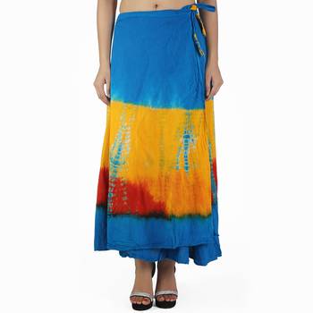 Multicolor Tie Dye Cotton Wrap Skirt 1