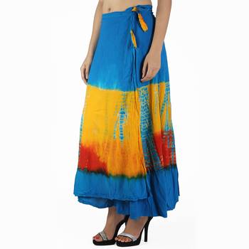 Multicolor Tie Dye Cotton Wrap Skirt 3