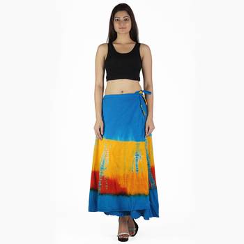 Multicolor Tie Dye Cotton Wrap Skirt 4