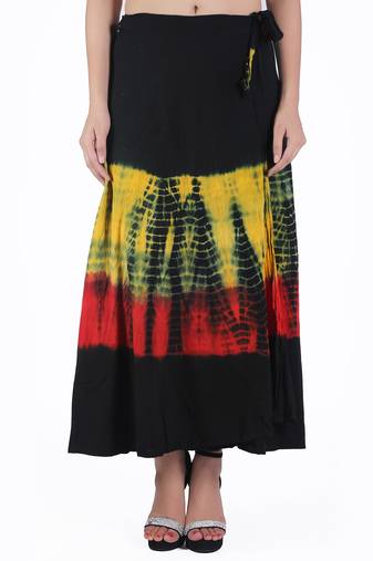 Multicolor Tie Dye Cotton Wrap Skirt