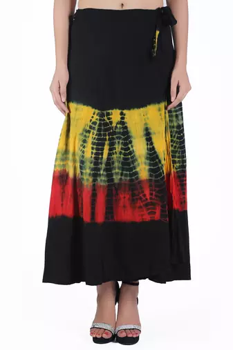 Multicolor Tie Dye Cotton Wrap Skirt