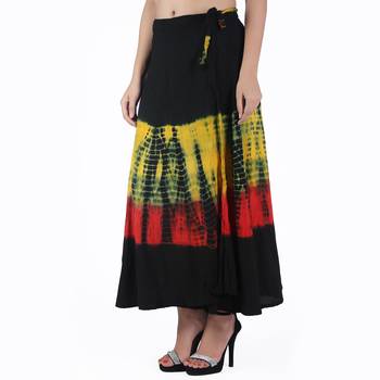 Multicolor Tie Dye Cotton Wrap Skirt 3