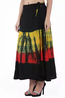 Multicolor Tie Dye Cotton Wrap Skirt