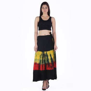 Multicolor Tie Dye Cotton Wrap Skirt 4