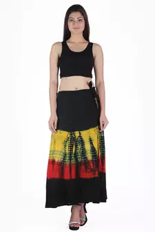 Multicolor Tie Dye Cotton Wrap Skirt