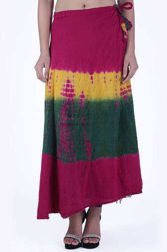 Multicolor Tie Dye Cotton Wrap Skirt