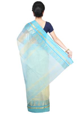 Beige Plain Cotton Saree 2