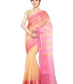 Orange Plain Cotton Saree