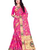 Pink embroidered banarasi saree with blouse