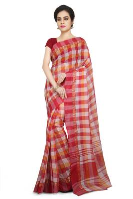 Multicolor Plain Cotton Saree 1