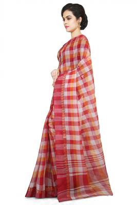 Multicolor Plain Cotton Saree 2