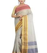White Plain Cotton Saree