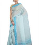 Blue Plain Cotton Saree