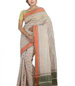 White Plain Cotton Saree