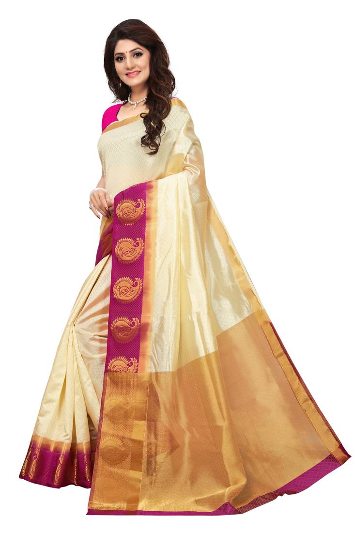 Women's Tussar Silk Blue Woven Design Designer Saree With Blouse Piece