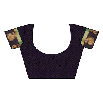 Green woven tussar silk saree with blouse 5