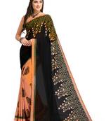 Black Printed Georgette Saree With Blouse