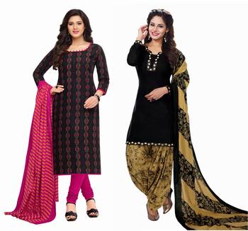 Multicolor printed crepe salwar with dupatta 1