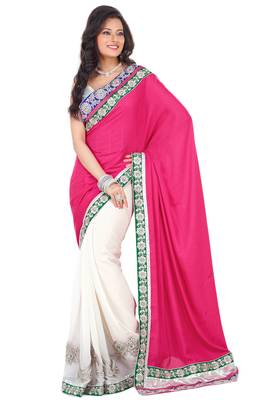 Multicolor Embroidered Crepe Saree With Blouse 1