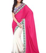 Multicolor Embroidered Crepe Saree With Blouse