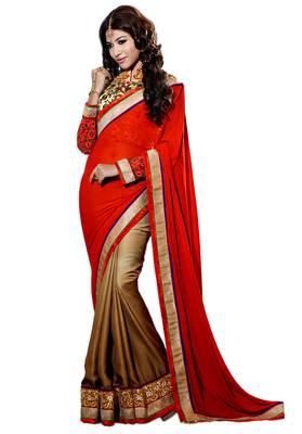 Multicolor Embroidered Crepe Saree With Blouse 1