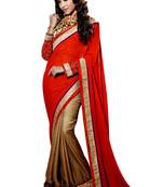 Multicolor Embroidered Crepe Saree With Blouse
