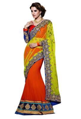 Multicolor Embroidered Georgette Saree With Blouse 1