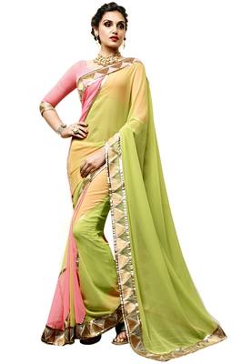 Multicolor Embroidered Georgette Saree With Blouse 1