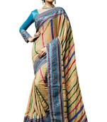 Beige Embroidered Georgette Saree With Blouse