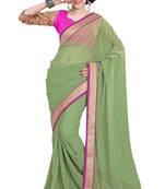 Green Embroidered Georgette Saree With Blouse