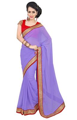 Purple Embroidered Georgette Saree With Blouse 1