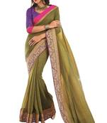 Green Embroidered Georgette Saree With Blouse