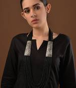 Black Beaded German Silver Necklace