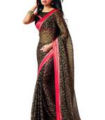Black Embroidered Net Saree With Blouse