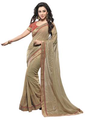 Grey Embroidered Georgette Saree With Blouse 1