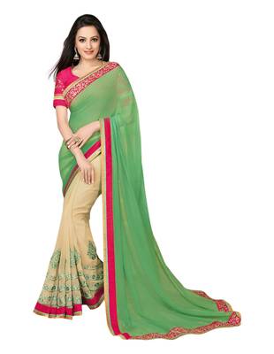 Multicolor Embroidered Georgette Saree With Blouse 1