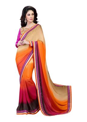 Multicolor Embroidered Georgette Saree With Blouse 1