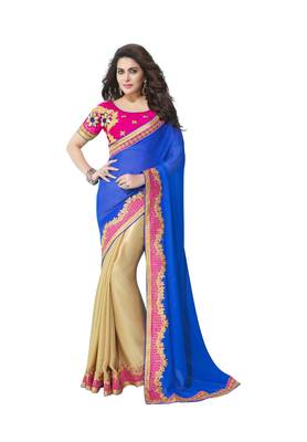 Multicolor Embroidered Georgette Saree With Blouse 1