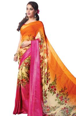 Multicolor Printed Georgette Saree With Blouse 1
