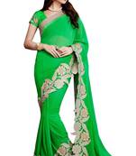 Green Embroidered Georgette Saree With Blouse