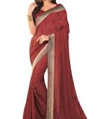 Maroon Embroidered Georgette Saree With Blouse