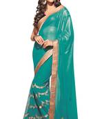 Green Embroidered Shimmer Saree With Blouse