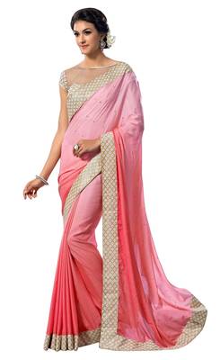 Pink Embroidered Georgette Saree With Blouse 1