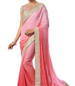 Pink Embroidered Georgette Saree With Blouse